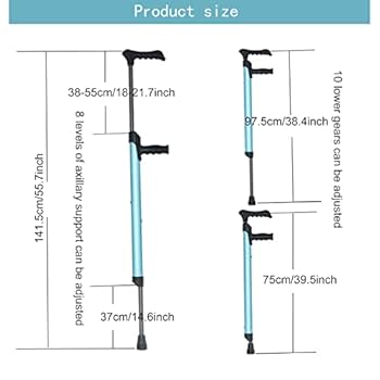 青いアルミ製松葉杖 高さ調整可能 Amazon.co.jp: ブルー脇の下松葉杖、高さ調節可能な軽量